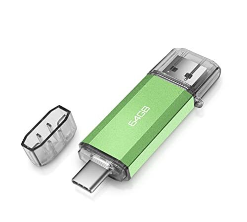 Chiavetta USB C 64 GB, Ansodo Type C Pennetta USB 64 Giga 2 in 1 OTG Pen Drive 64gb Portatile USB C Flash Drive 64 GB per USB-C Smartphone, Laptop, PC, Tablet, Auto, TV. (Verde)