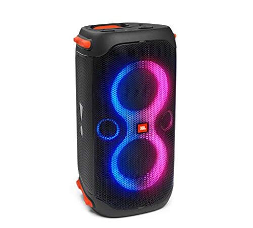 JBL PartyBox 110 Speaker Wireless Bluetooth Portatile con Effetti di Luce, Cassa Altoparlante Impermeabile IPX4 per Feste, Ingresso per Microfono e Chitarra, USB, fino a 12 h di Autonomia, Nero