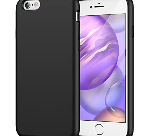 JETech Cover in Silicone Compatibile con iPhone 6s/6 4,7 Pollici, Custodia Protettiva con Tutto Il Corpo Tocco Morbido setoso, Cover Antiurto con Fodera in Microfibra (Nero)