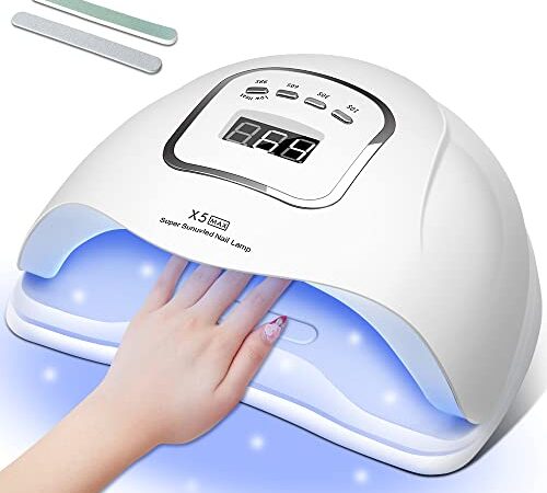 Lampade UV Per Unghie,150W Portatile Lampada per Unghie Asciuga Smalto Sensore e Asciugatura a Doppia Velocità Lampada Unghie LED UV,4 Modalità Timer,Display LCD Fornetto Unghie per Manicure/Pedicure