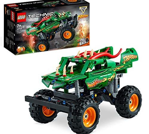 LEGO 42149 Technic Monster Jam Dragon, Set Monster Truck 2 in 1 con Pull-Back, Auto Offroad e Macchina Giocattolo Buggy, Giochi per Bambini e Bambine