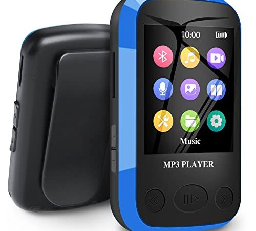 Lettore Mp3 Bluetooth 5.0, Lettore Musicale Sportivo Con Memoria Interna Da 32 GB, E-Book, Contapassi, Registratore Vocale e Supporto Fino a 128 GB TF/Micro SD Card