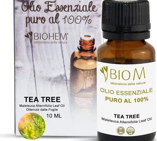 Olio essenziale Tea Tree, Tea Tree Oil Puro e Bio combatte Brufoli, Acne Oli Essenziali per Diffusori, Pulizia Casa e Bucato. Certificato OEBBD OECT