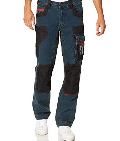 Pantaloni da uomo U-Power Platinum Buttom, jeans cargo multitasche, tasche per ginocchiere, tasca sulla coscia rimovibile, tessuto confortevole, inserto elastico, usura esterna (RUST JEANS - 48)