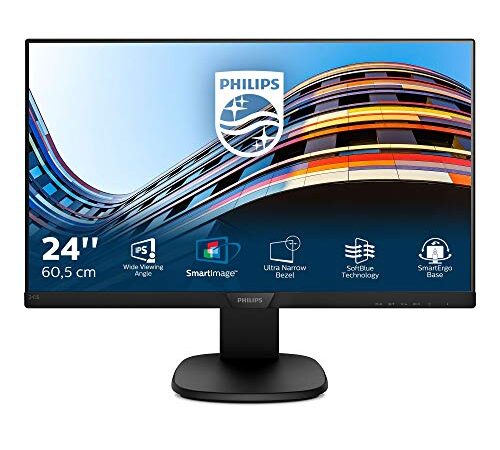 Philips 243S7EHMB Monitor 24" LED IPS, Full HD, 3 Side Frameless, Regolabile in Altezza, Girevole, Pivot, Inclinabile, Casse Audio Integrate, Softblue Protezione Occhi, HDMI, VGA, Vesa, Nero