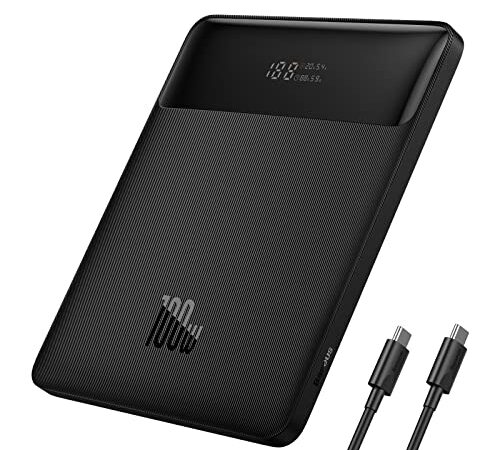 Powerbank Laptop Baseus PD 100W 20000mAh USB C Power Bank Slim Batterie Esterno QC 4.0 Caricatore Rapido per Laptop MacBook Air Dell Haiwei HP iPad iPhone 14/13 Samsung Galaxy Switch Airpods