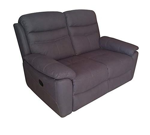 R R DESIGN Divano a 2 posti Relax Motore Elettrico reclinabile motorizzato Tessuto Modello Leone Colore Nero