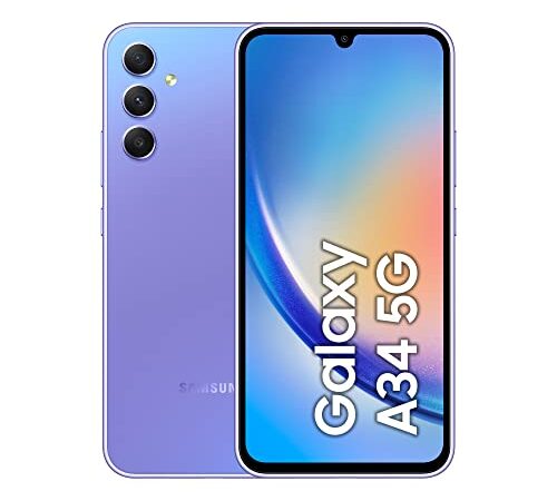 Samsung Galaxy A34 5G Smartphone Android, Display FHD+ Super AMOLED 6.6”, 6GB RAM e 128GB di memoria interna espandibile, Batteria 5.000 mAh, Awesome Violet [Versione Italiana]