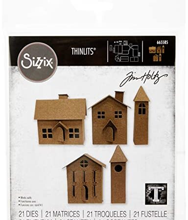 Sizzix Set di Fustelle Thinlits 21PK Paper Village #2 di Tim Holtz, 665585, Multicolour, One Size