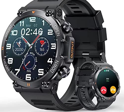 Smartwatch Uomo Orologio, 1.39" Fitness Militari Smart Watch Tracker di attività con Le Chiamate Bluetooth, 120+ modalità Sport, Cardiofrequenzimetro, SpO2, Notifiche Whatsapp per Android iOS