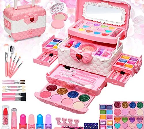 Trucchi per Bambine Set - Trucco per Bambina Anallergici Valigetta Trucchi Ragazze,Giocattoli,Regalo di Compleanno per Ragazze 4,5,6,7,8,9,10,Anni