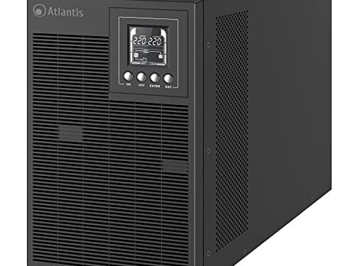 Atlantis A03-OP3002P PRO UPS OnLine Gruppo di Continuità Server Doppia conversione Onda Sinusoidale Pura 3000VA 2700W, Tower display LCD, USB, seriale RS-232, 4 uscite IEC, slot SNMP, 6x12V-9Ah