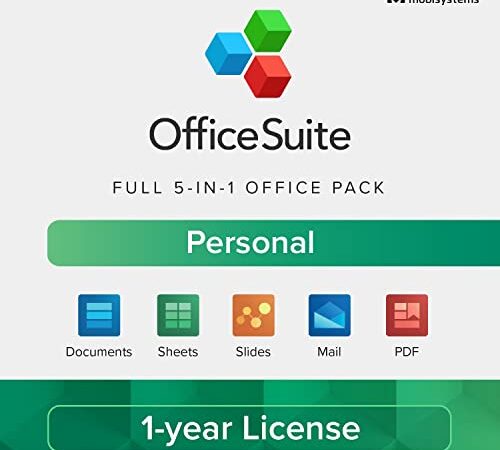 OfficeSuite Personal Compatible with Microsoft® Office Word® Excel® & PowerPoint® and Adobe® PDF - 1 Year License for 1 Windows & 2 Mobile Devices