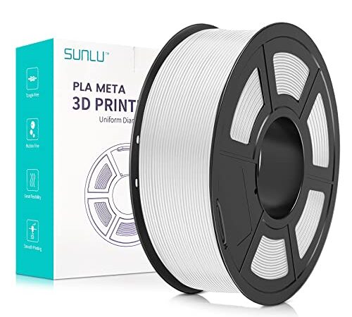 SUNLU Meta PLA Filamento 1.75mm, Neatly Wound PLA Meta Filamento, Durezza, Migliore Liquidità, Stampa Veloce per Stampante 3D, Precisione Dimensionale +/- 0.02 mm, 1KG (2.2lbs), Bianco